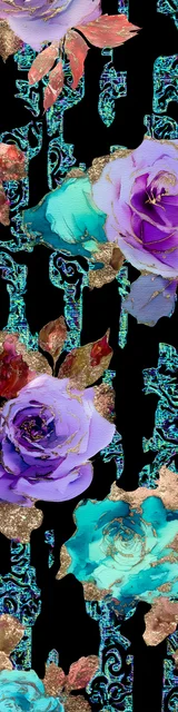 Free flower bookmark featuring a vertical black design with flowers